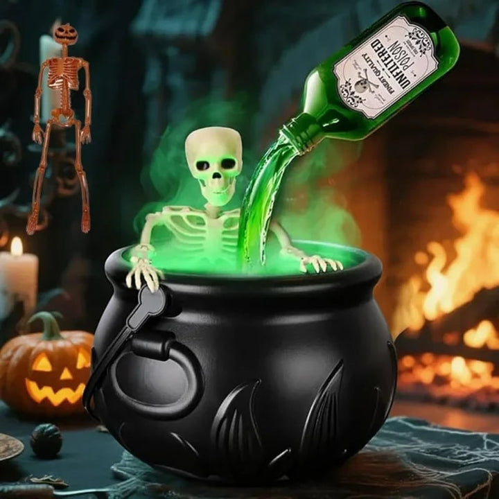 Halloween Cauldron Fog Machine Smoke Effect and LED Lights for Haunted House Party Decoration