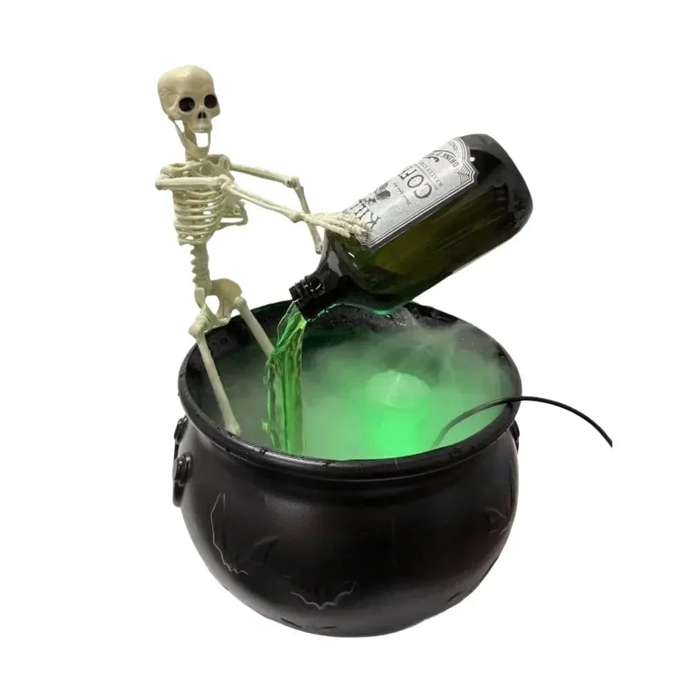 Halloween Cauldron Fog Machine Smoke Effect and LED Lights for Haunted House Party Decoration