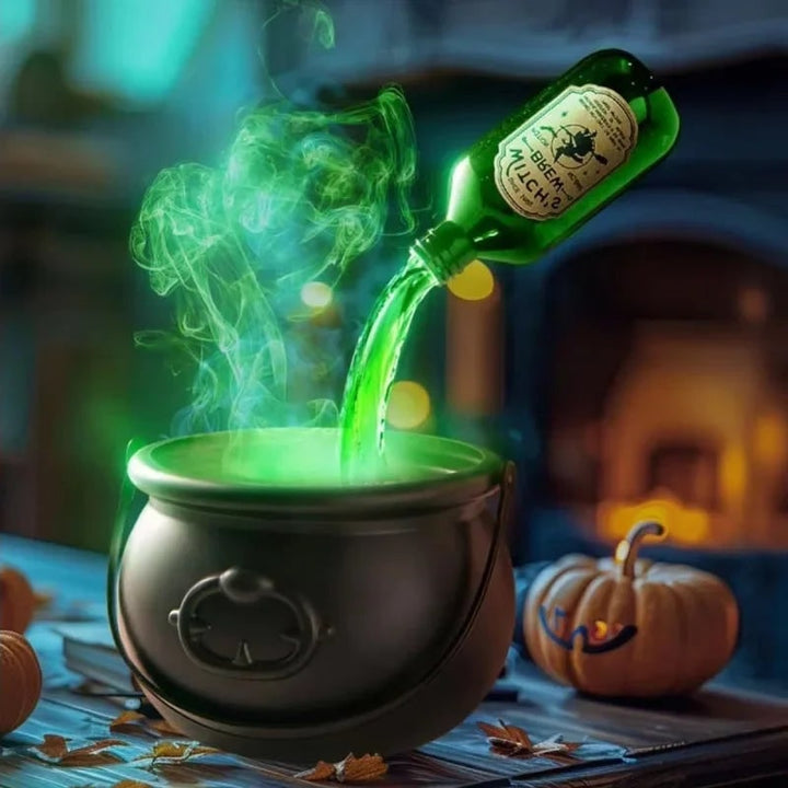 Halloween Cauldron Fog Machine Smoke Effect and LED Lights for Haunted House Party Decoration