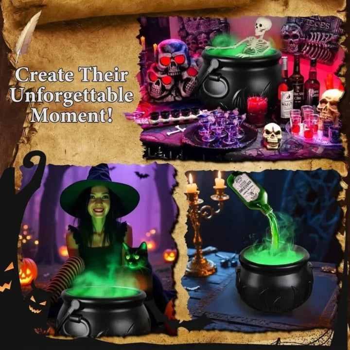 Halloween Cauldron Fog Machine Smoke Effect and LED Lights for Haunted House Party Decoration