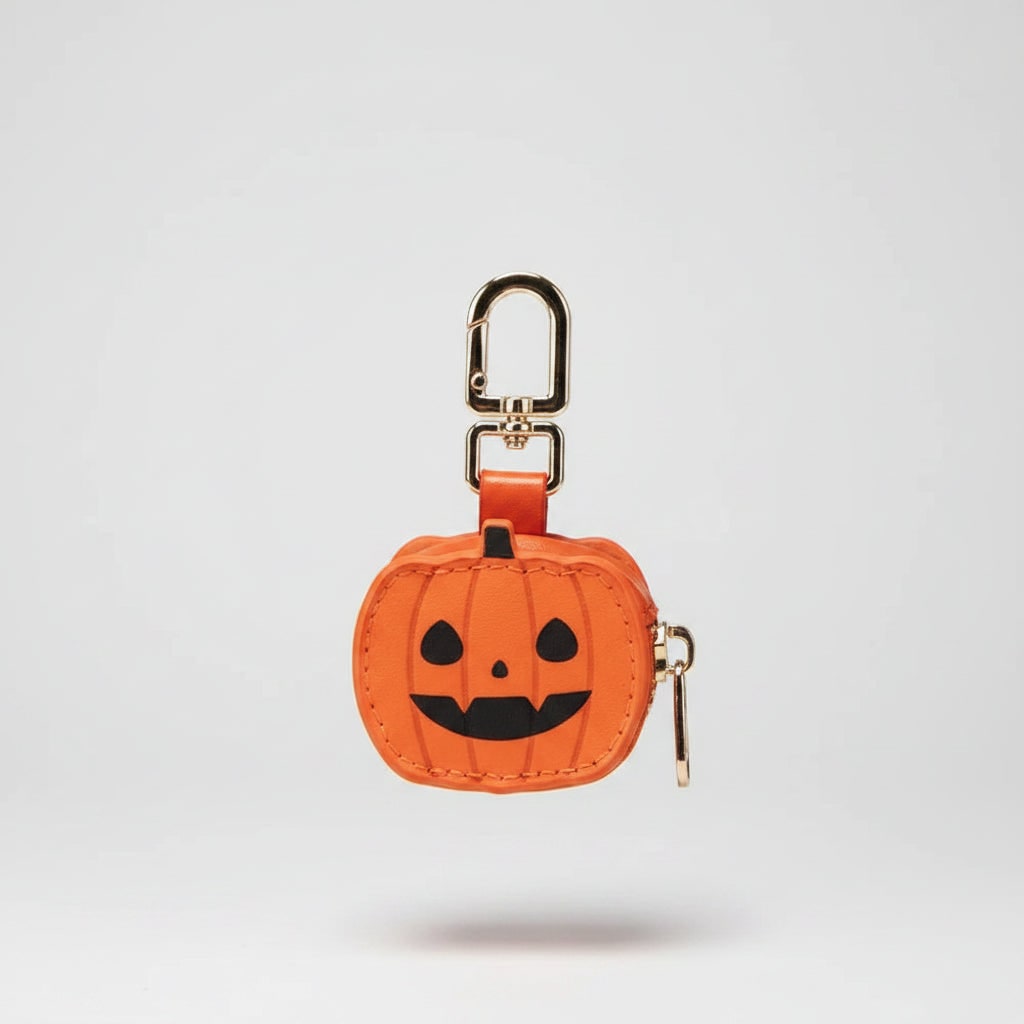 Halloween Coin Purse Keychain Key Holder with Faux Leather Zipper and Mini Pouch Small