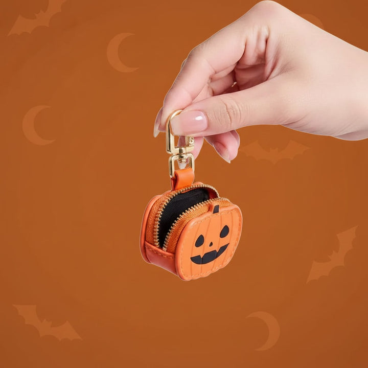 Halloween Coin Purse Keychain Key Holder with Faux Leather Zipper and Mini Pouch Small