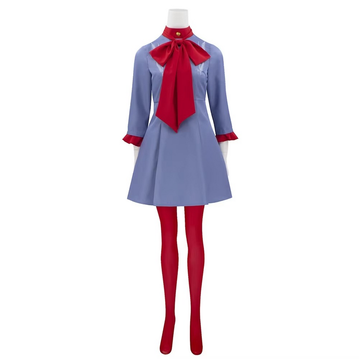 Halloween Cosplay Costume Anime Outfit Dress with Bow and Tights for Party and Conventions