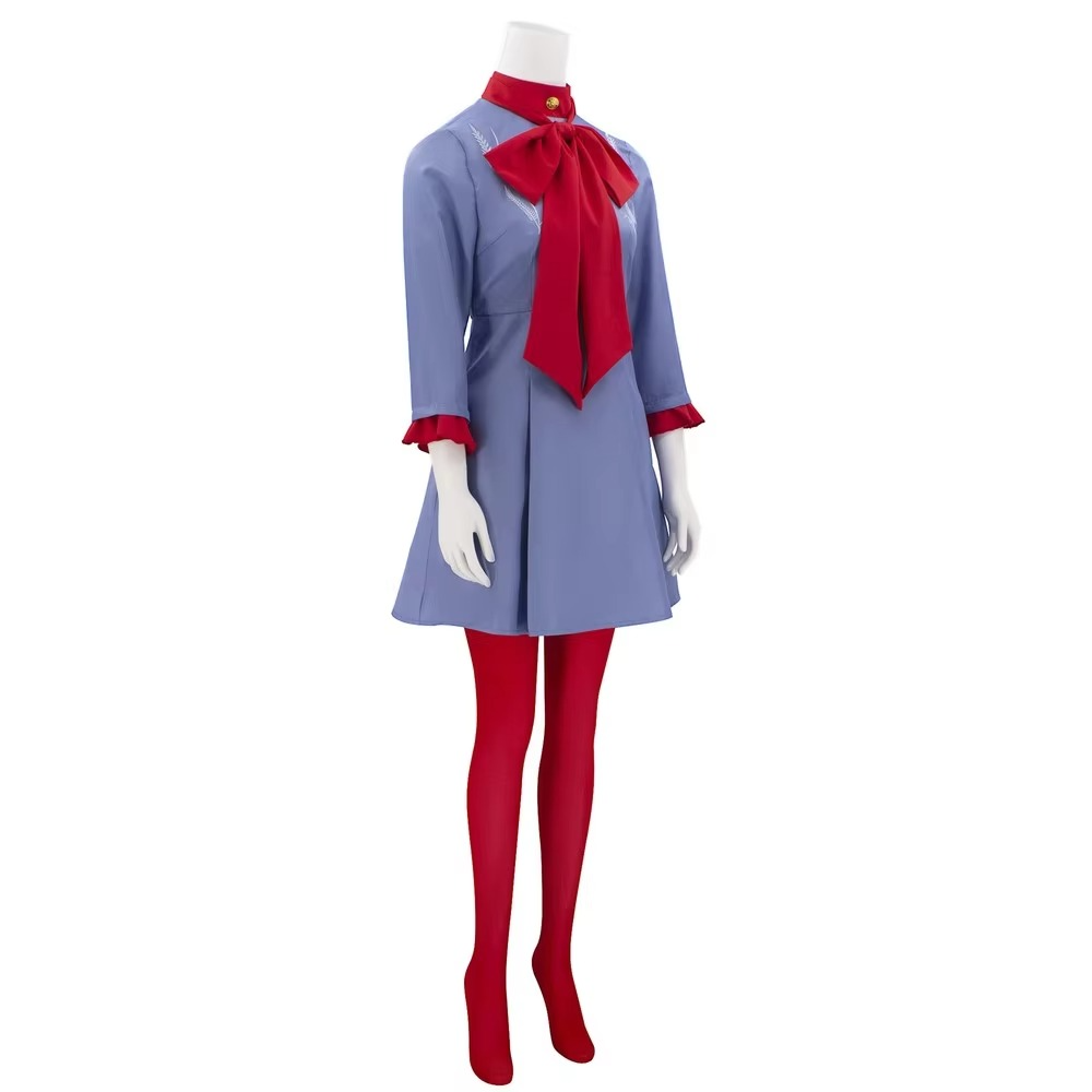 Halloween Cosplay Costume Anime Outfit Dress with Bow and Tights for Party and Conventions