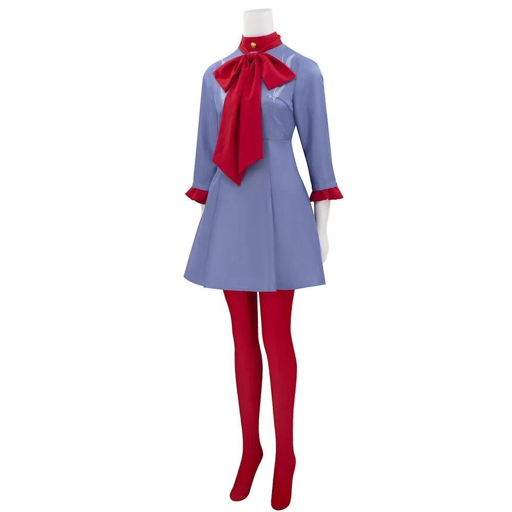 Halloween Cosplay Costume Anime Outfit Dress with Bow and Tights for Party and Conventions