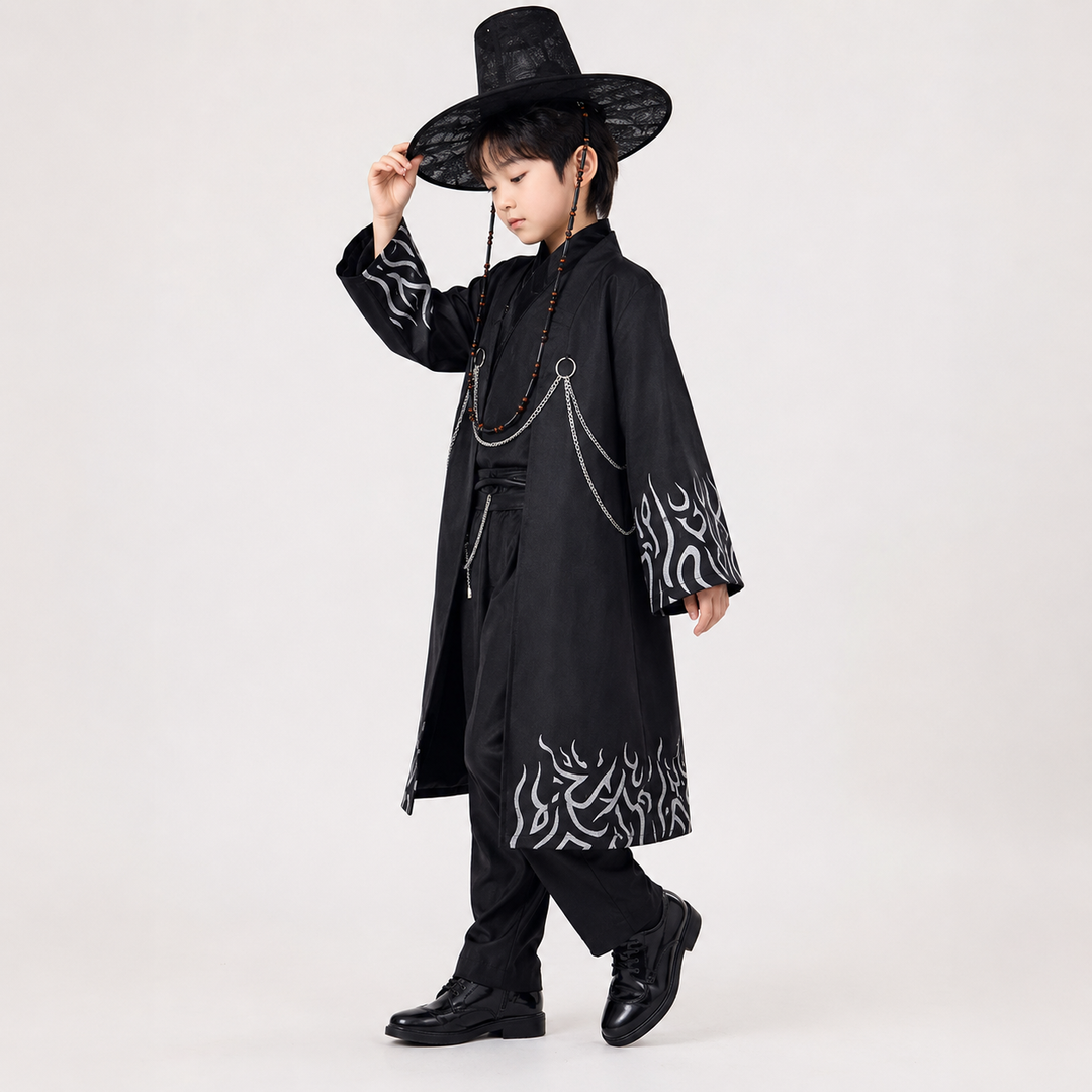 Halloween Cosplay Costume Korean Hanbok with Hat and Accessories Fantasy Set