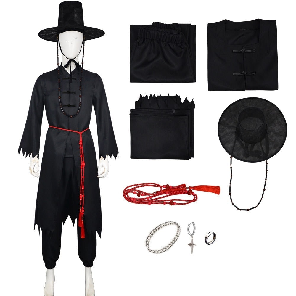 Halloween Cosplay Costume Korean Hanbok with Hat and Accessories Fantasy Set