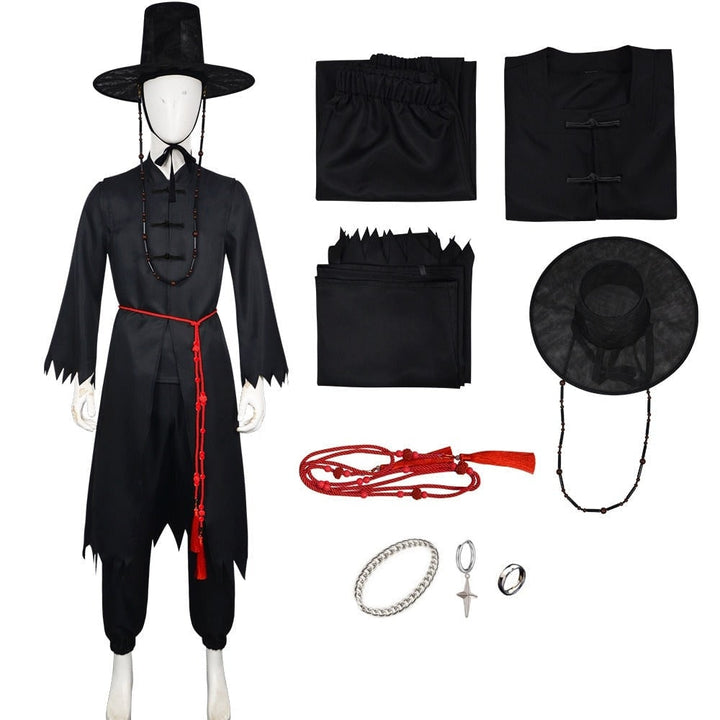 Halloween Cosplay Costume Korean Hanbok with Hat and Accessories Fantasy Set