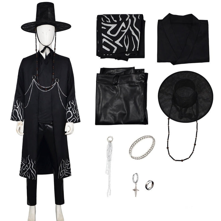 Halloween Cosplay Costume Korean Hanbok with Hat and Accessories Fantasy Set