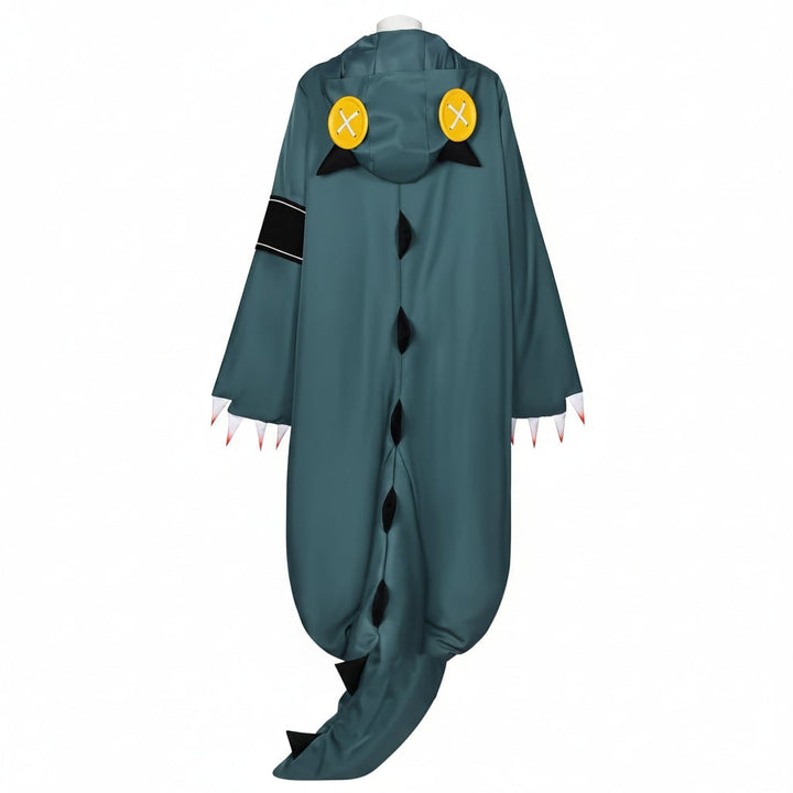 Halloween Cosplay Dinosaur Onesie Costume with Wig and Shoe Covers for Party and Roleplay