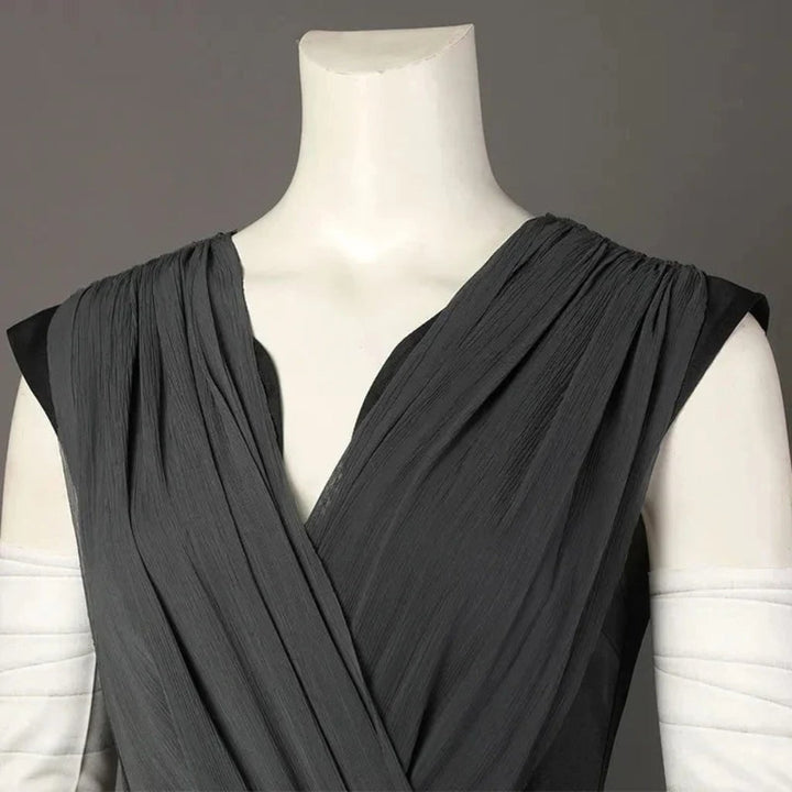 Halloween Cosplay Rey Costume with Draped Tunic Belt and Arm Wraps Adventure Set