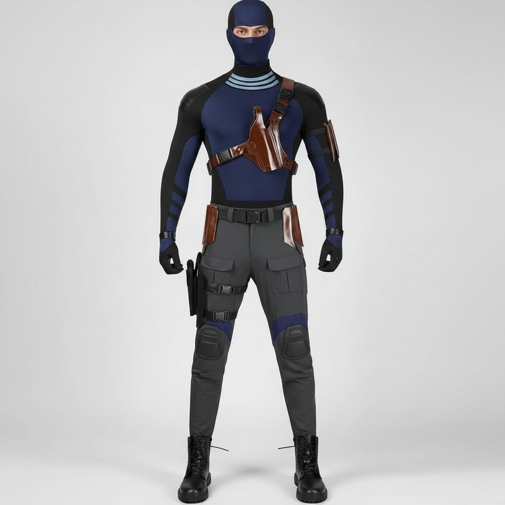 Halloween Cosplay Superhero Costume Set with Tactical Gear Mask Gloves and Utility Belt