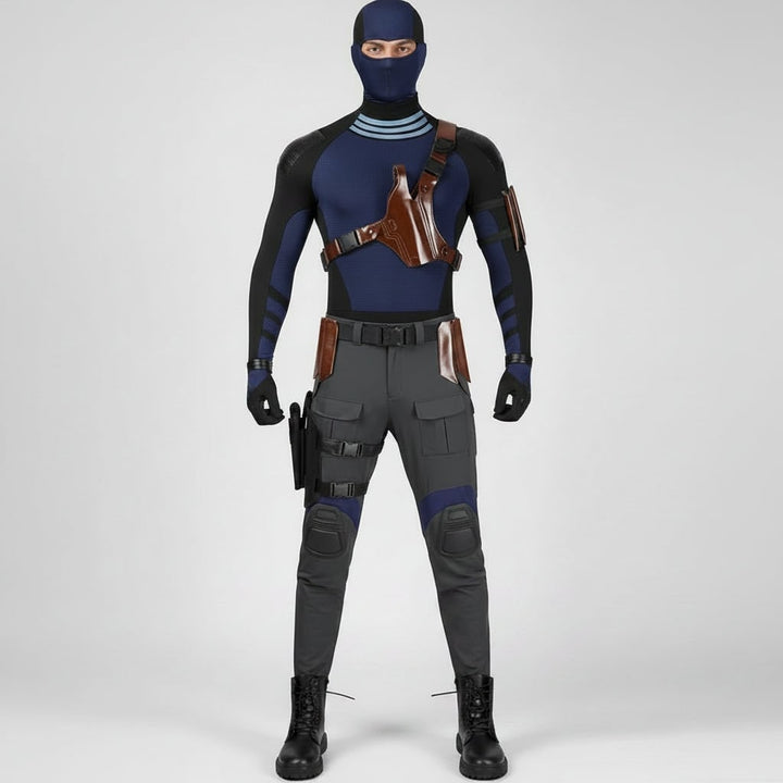 Halloween Cosplay Superhero Costume Set with Tactical Gear Mask Gloves and Utility Belt