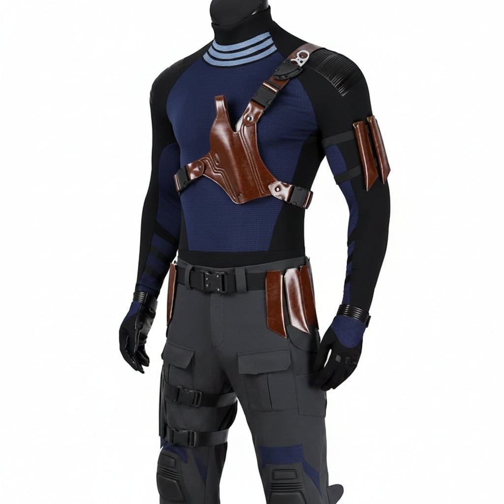 Halloween Cosplay Superhero Costume Set with Tactical Gear Mask Gloves and Utility Belt