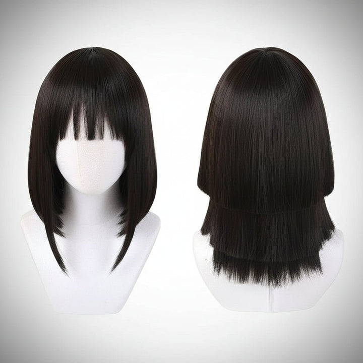 Halloween Cosplay Wig Red Anime Short Layered Synthetic with Blunt Bangs for Party and Costume