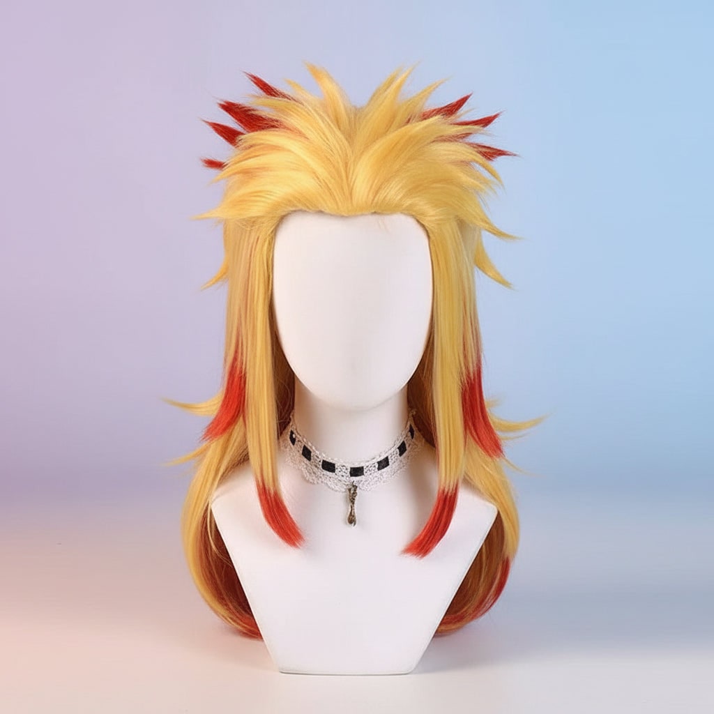 Halloween Cosplay Wig Red Anime Short Layered Synthetic with Blunt Bangs for Party and Costume