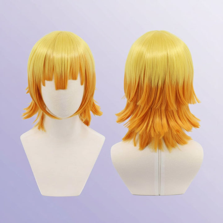 Halloween Cosplay Wig Red Anime Short Layered Synthetic with Blunt Bangs for Party and Costume