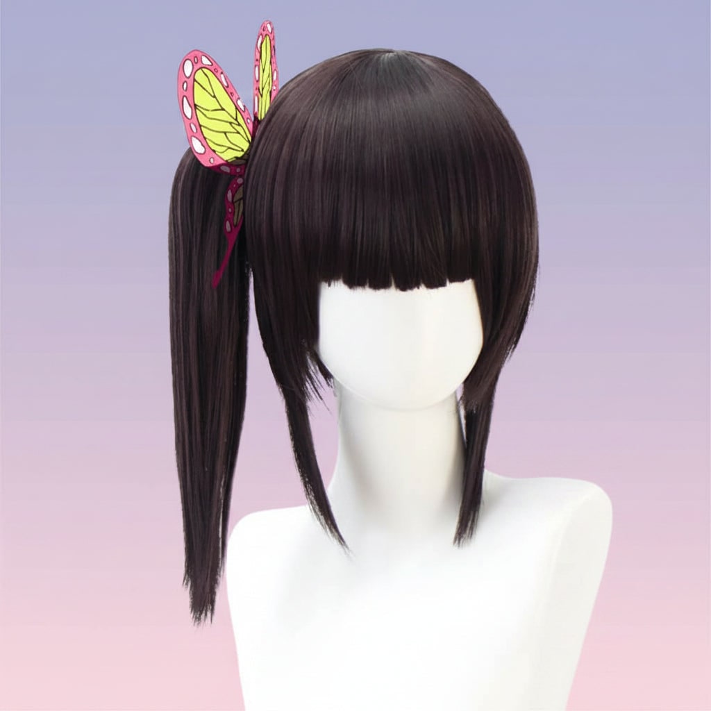 Halloween Cosplay Wig Red Anime Short Layered Synthetic with Blunt Bangs for Party and Costume