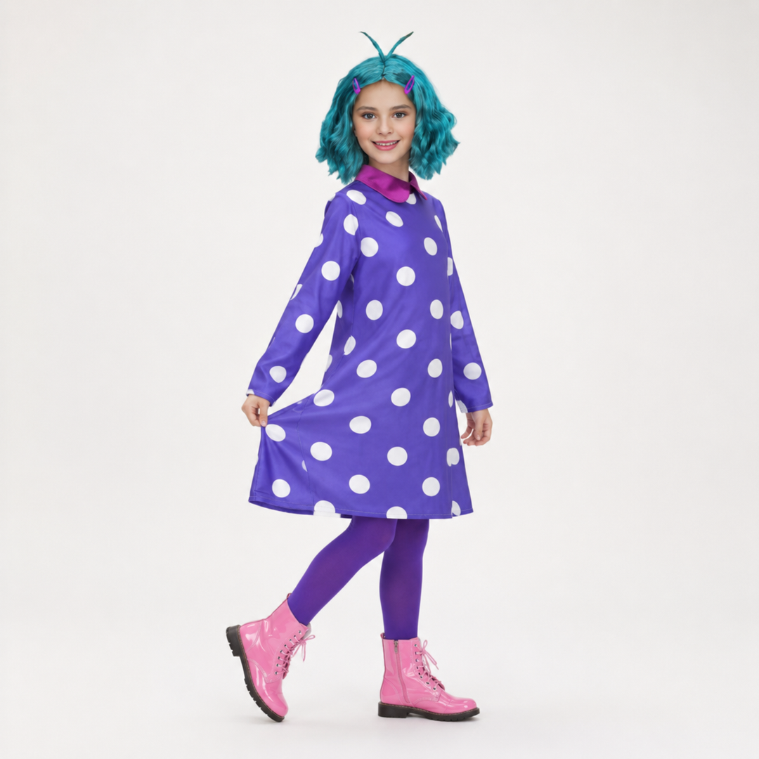 Halloween Costume Cosplay Polka Dot Dress with and Tights