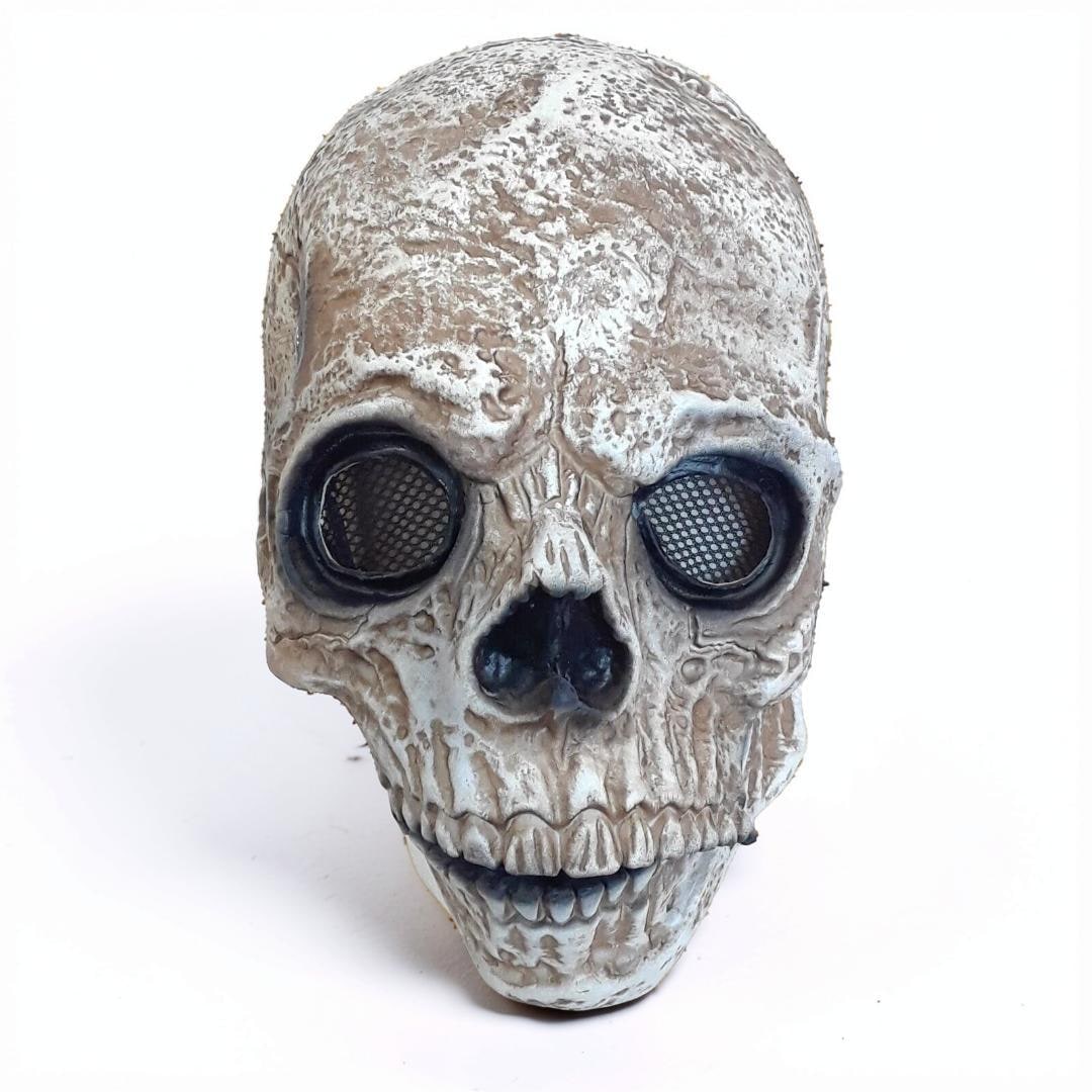 Halloween Costume Skull Mask with Hinged Moving Jaw and Creepy Realistic Bone Finish