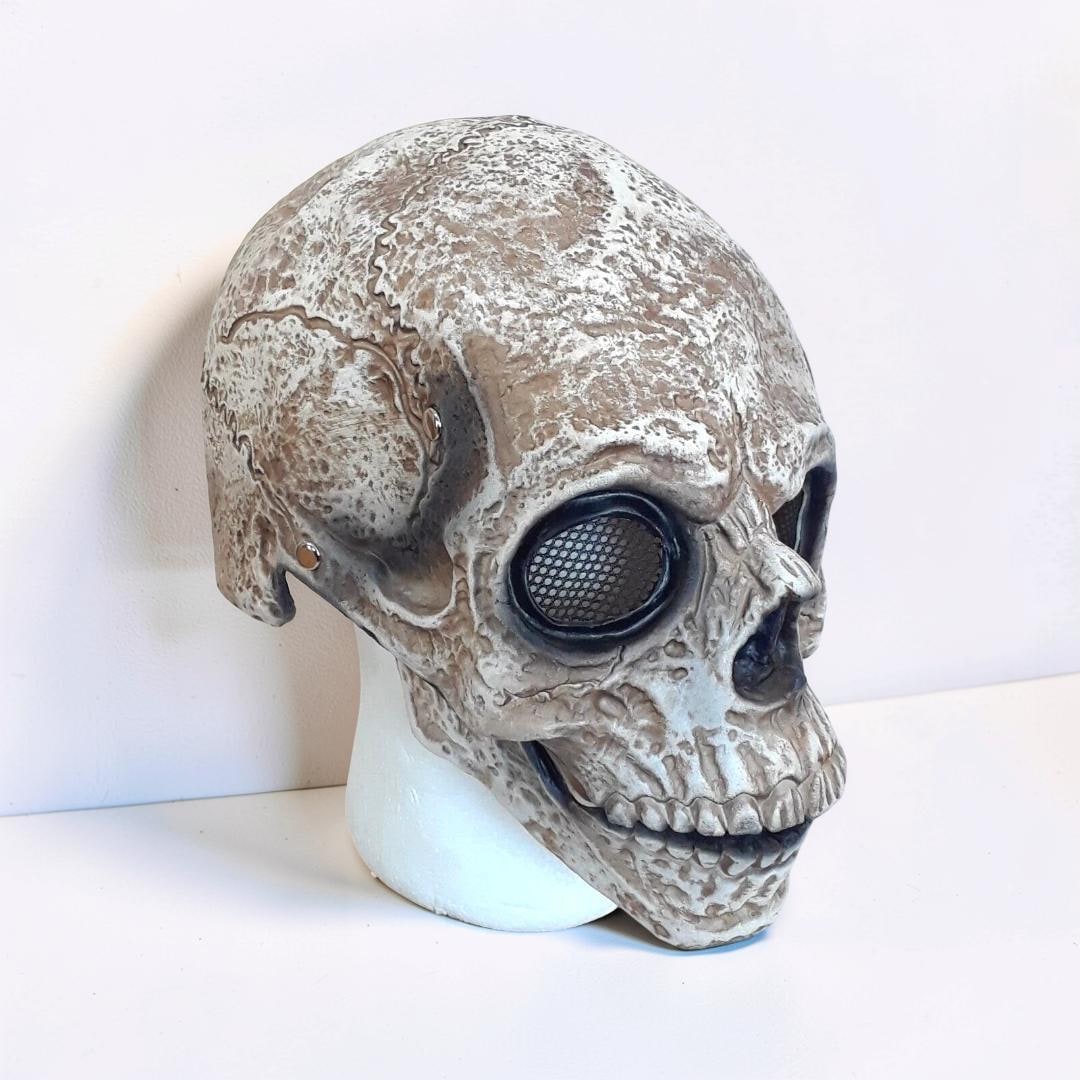 Halloween Costume Skull Mask with Hinged Moving Jaw and Creepy Realistic Bone Finish