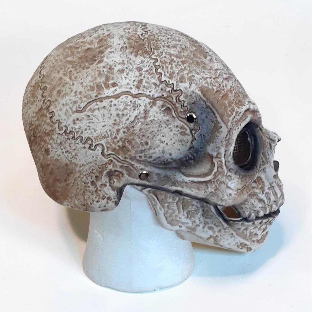 Halloween Costume Skull Mask with Hinged Moving Jaw and Creepy Realistic Bone Finish