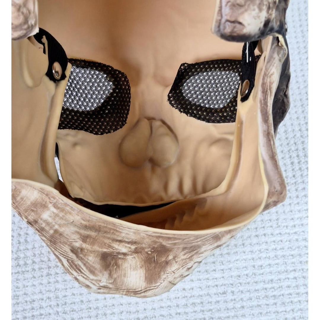 Halloween Costume Skull Mask with Hinged Moving Jaw and Creepy Realistic Bone Finish