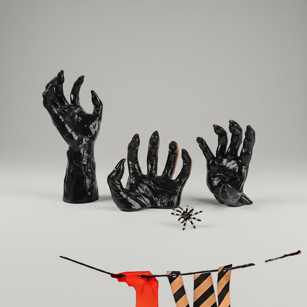 Halloween Creepy Hand Wall Decor Metal Artwork with Candle Holders for Spooky Gothic Decoration