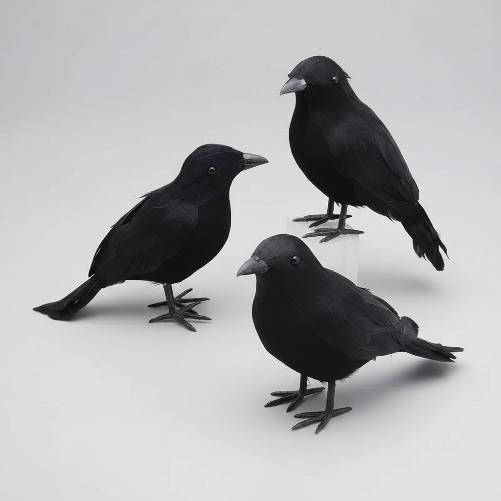 Halloween Crow Decoration Realistic Artificial Prop for Haunted House Party and Yard Display