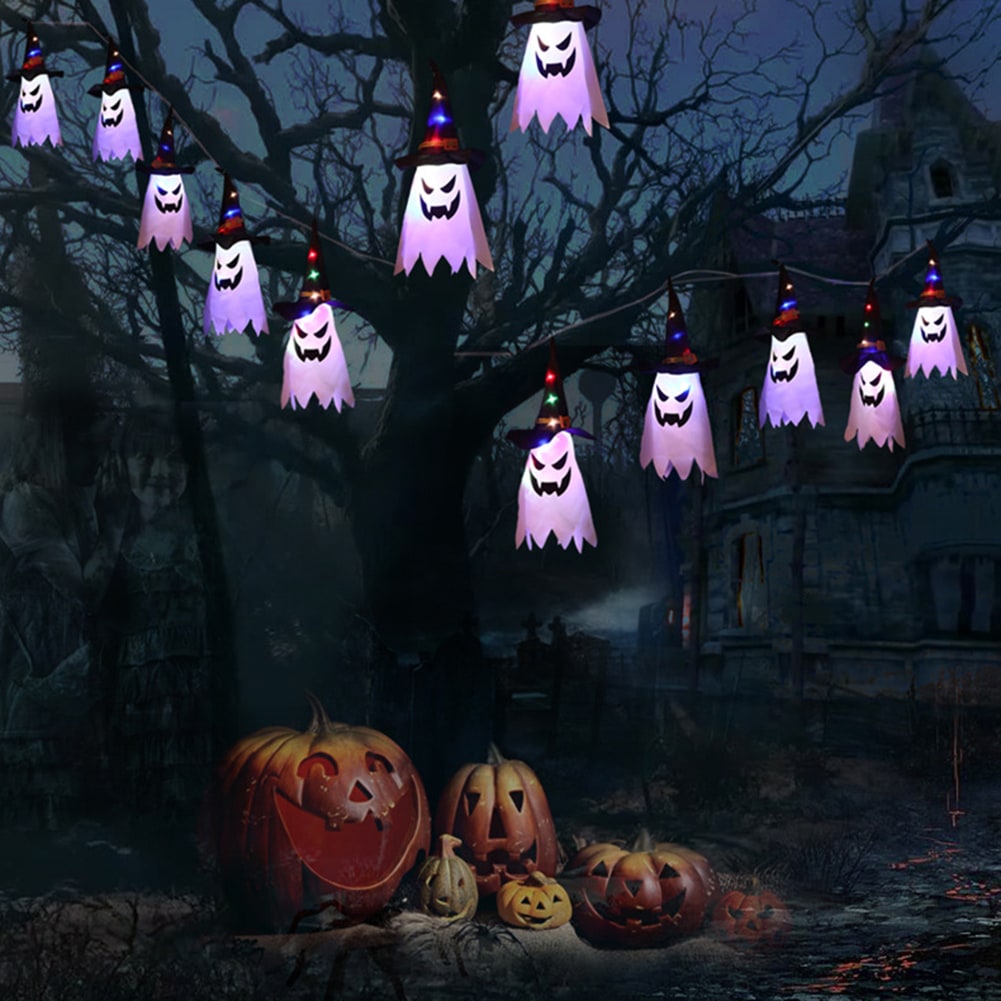 Halloween Decorations Hanging Lights with Lantern LED String Operated for Indoor Outdoor Party