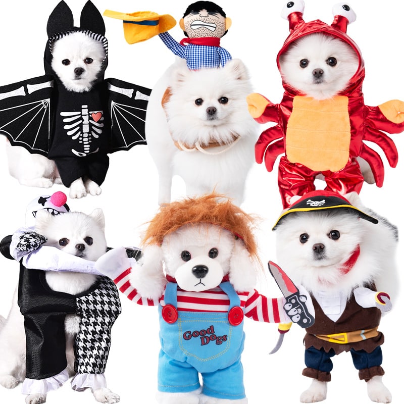 Halloween Dog Costume Funny Novelty with Hooded Design and Step-In Style for Small Human