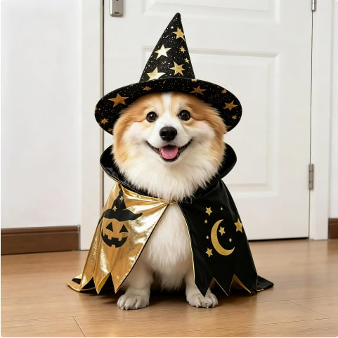 Halloween Dog Costume Funny Novelty with Hooded Design and Step-In Style for Small Human