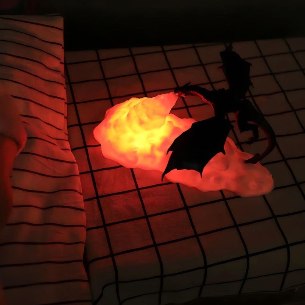 Halloween Dragon Night Light LED Lamp with Decorative Fire-Breathing Design and Illuminated Cloud