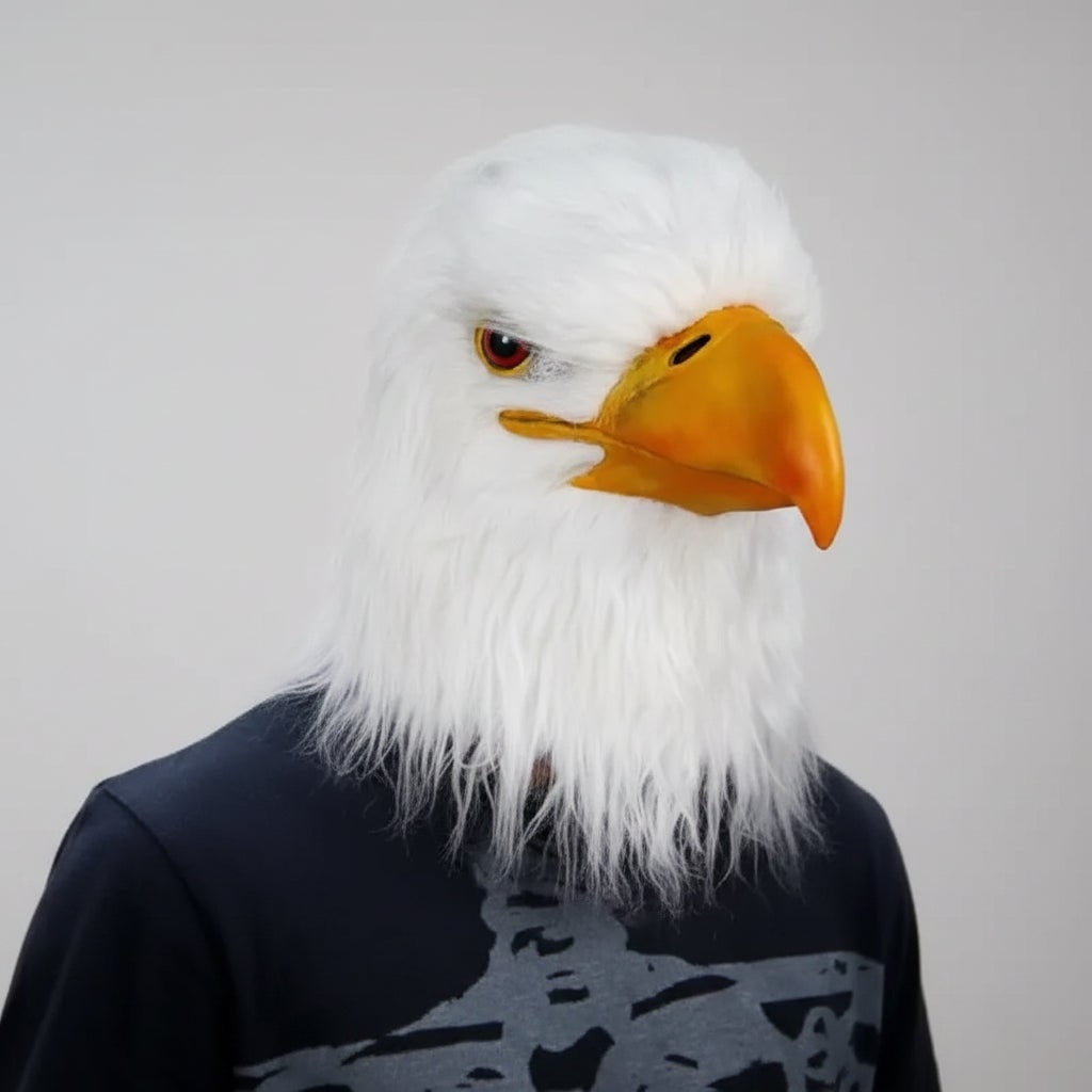 Halloween Eagle Costume Mask with Realistic Bald Design and Creepy Full Head Coverage