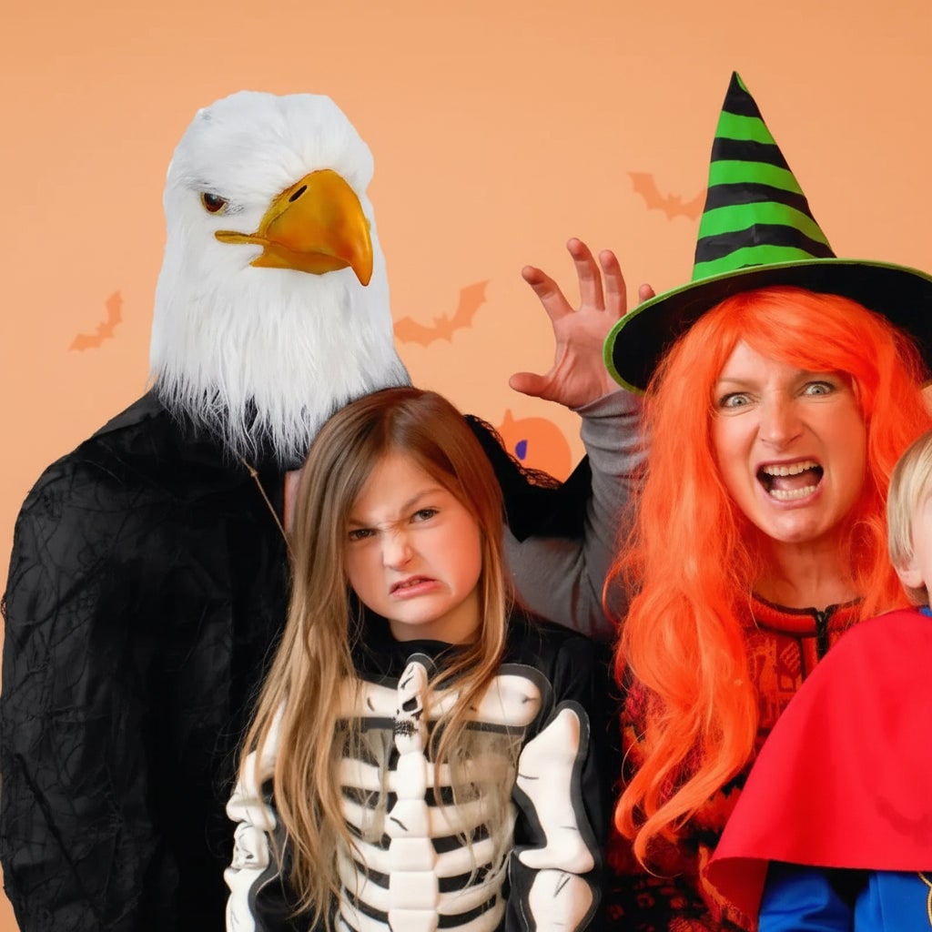 Halloween Eagle Costume Mask with Realistic Bald Design and Creepy Full Head Coverage