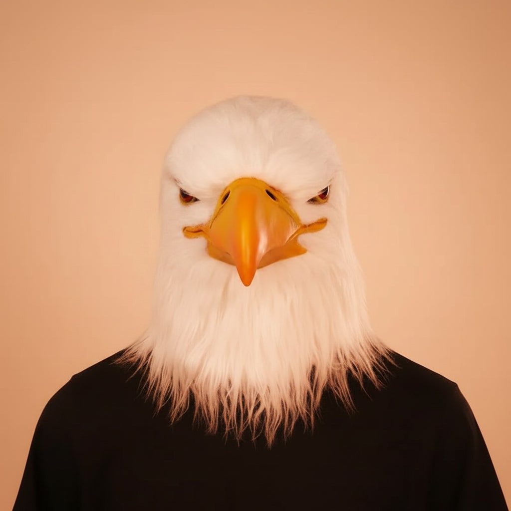 Halloween Eagle Costume Mask with Realistic Bald Design and Creepy Full Head Coverage