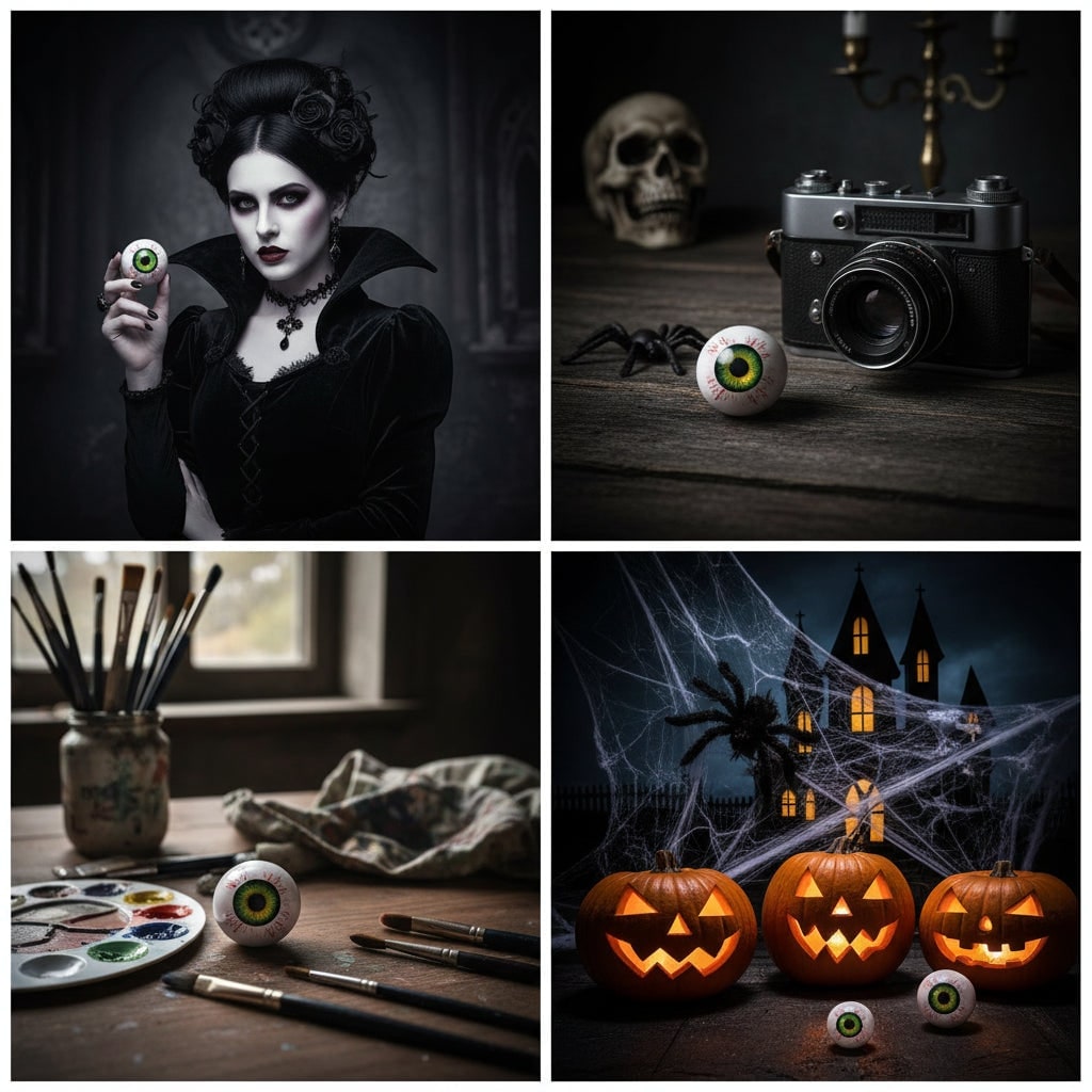 Halloween Eyeball Decoration with Display Stand for Witch Party and Front Door Decor