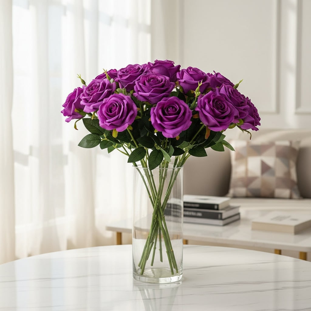 Halloween Fake Roses Bulk Faux Artificial Long Stem Lifelike Flowers for Spooky Party Decoration