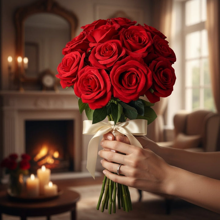 Halloween Fake Roses Bulk Faux Artificial Long Stem Lifelike Flowers for Spooky Party Decoration
