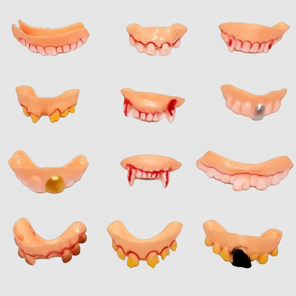 Halloween Fake Teeth Partials and Vampire Fangs Costume Accessories for Party Flippers