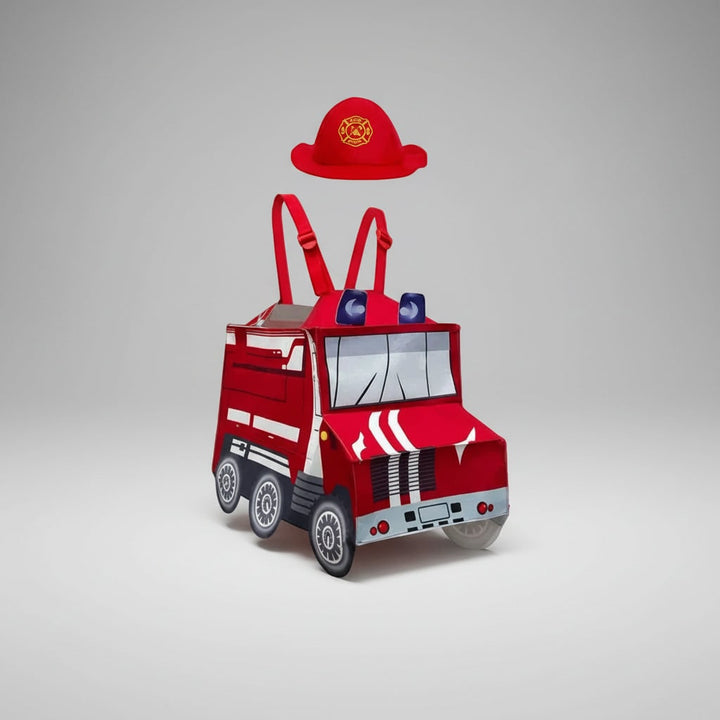 Halloween Firefighter Costume Outfit with Reflective Stripes and Fire Truck Design