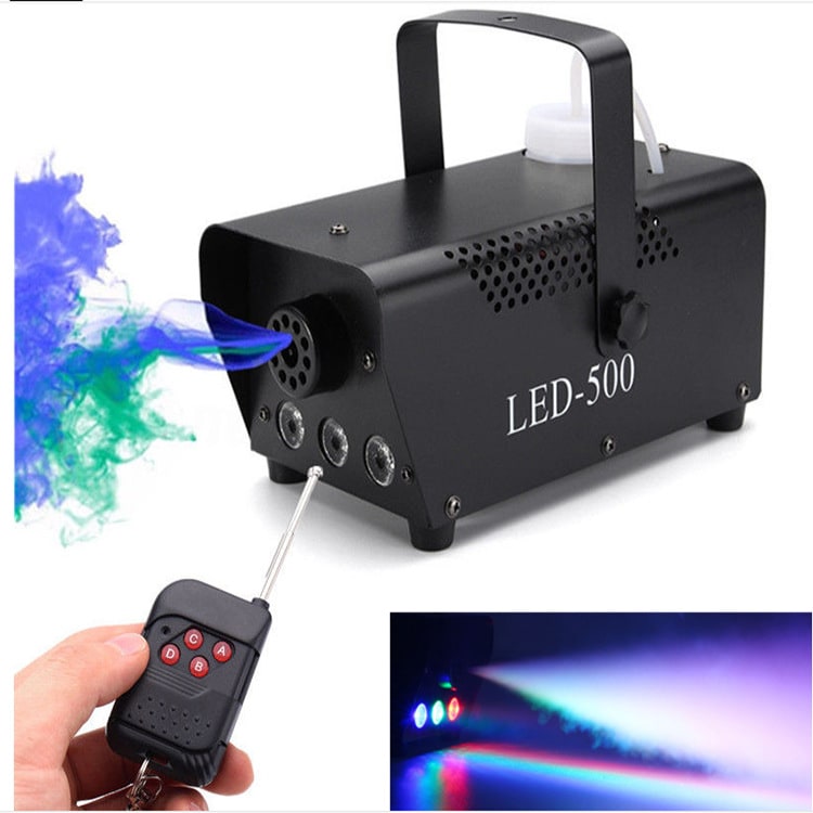 Halloween Fog Machine Smoke Mini Maker with LED Lights for Party Haunted House Water Based Fluid