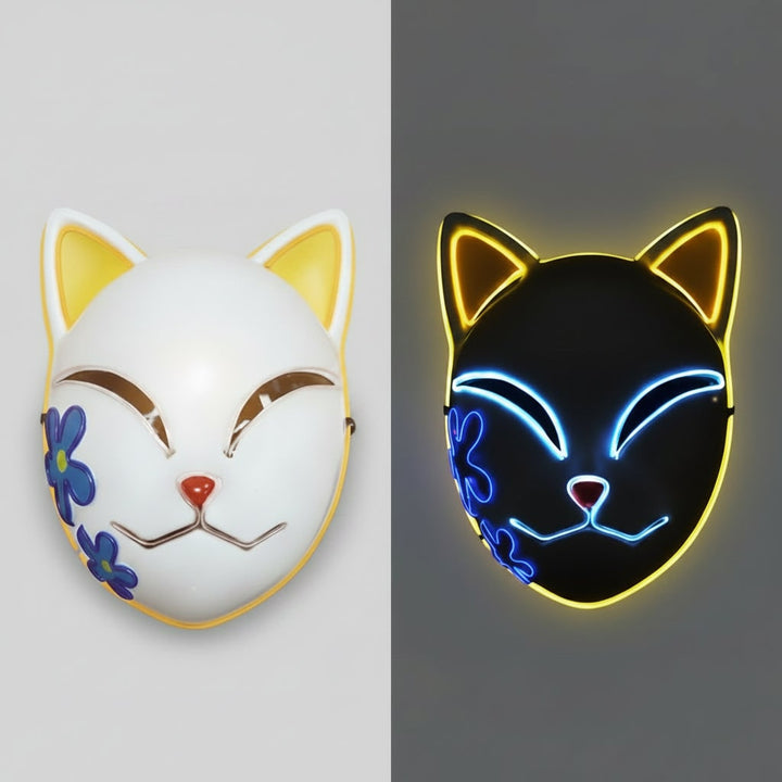 Halloween Fox Mask Cosplay Anime Costume with LED Light and El Wire Glowing Eyes