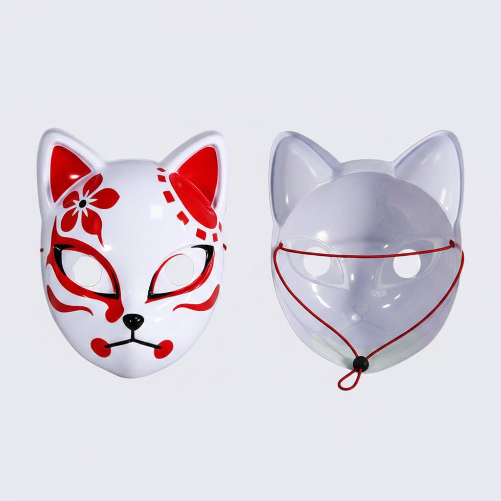 Halloween Fox Mask Cosplay Anime Costume with LED Light and El Wire Glowing Eyes