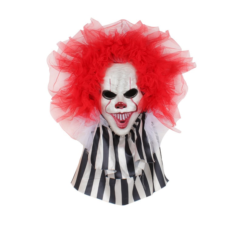 Halloween Garage Door Cover and Indoor Wall Decoration with Scary Clown Face and Red Tulle Hair