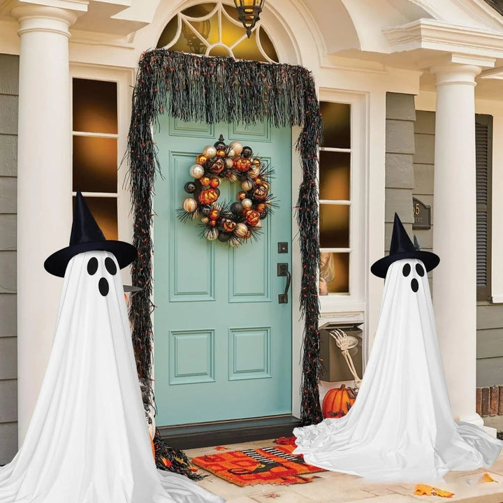 Halloween Ghost Decorations with LED Lights for Outdoor and Indoor Party with Witch Hats