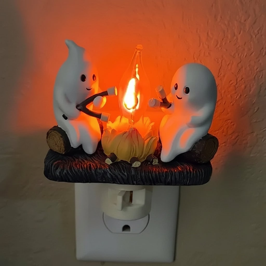 Halloween Ghost Night Light LED -In with Campfire Design and Warm Glow for Room