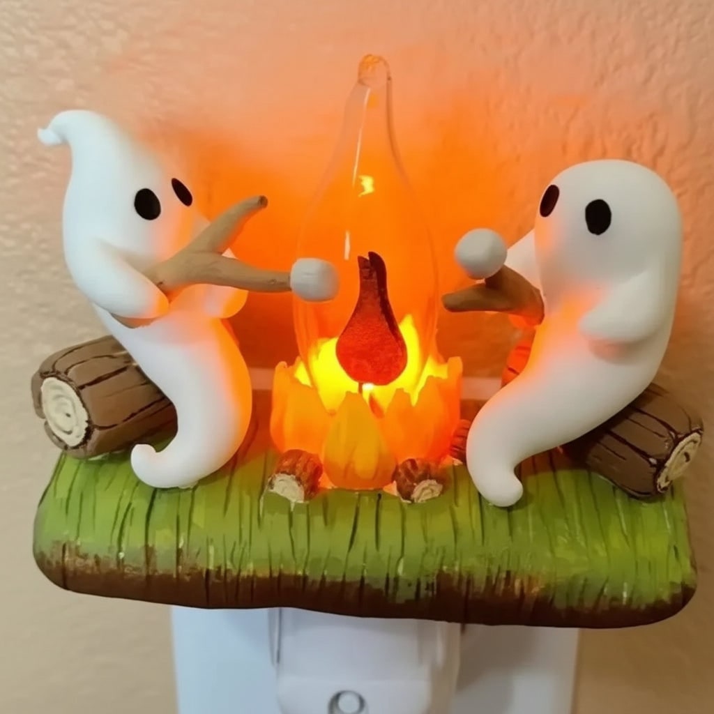 Halloween Ghost Night Light LED -In with Campfire Design and Warm Glow for Room
