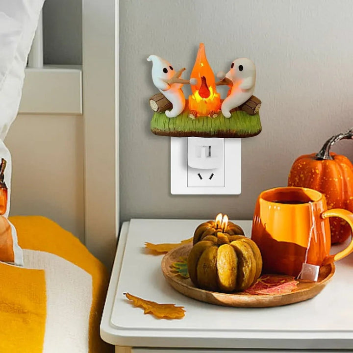 Halloween Ghost Night Light LED -In with Campfire Design and Warm Glow for Room