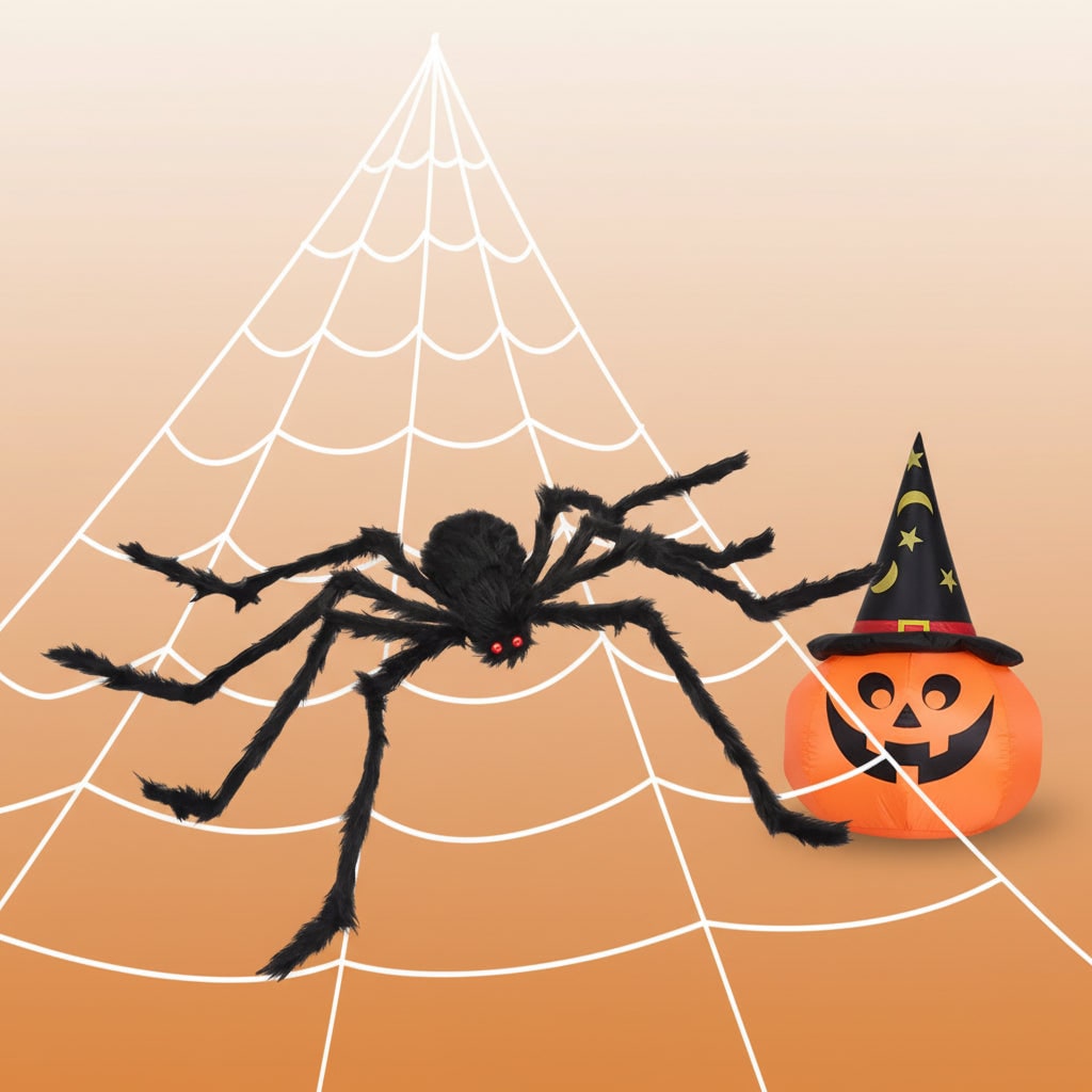 Halloween Giant Spider Decoration with Poseable Legs and Web for Outdoor Yard Party Haunted House